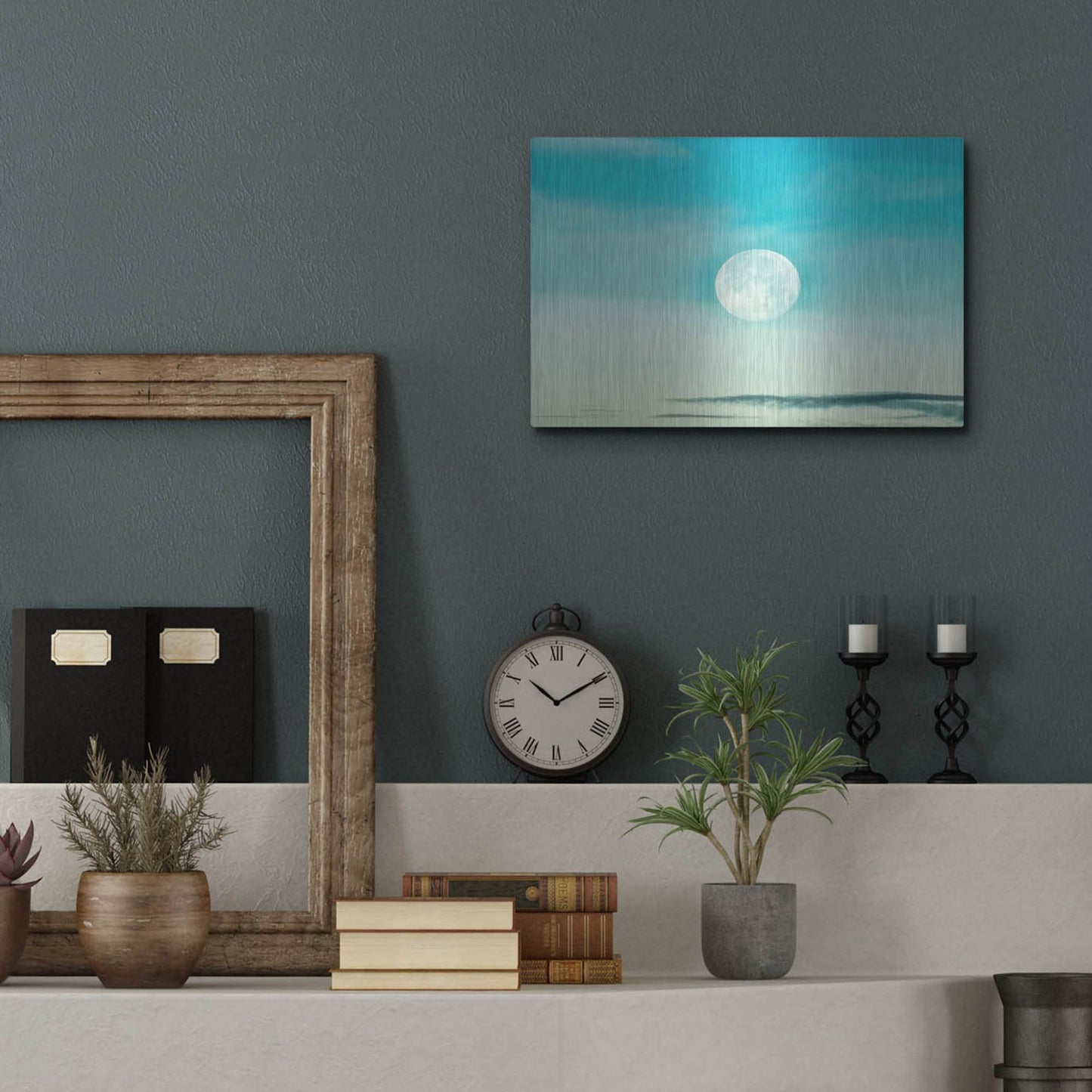 Luxe Metal Art 'Blue Moon' by Mark A Paulda, Metal Wall Art,16x12