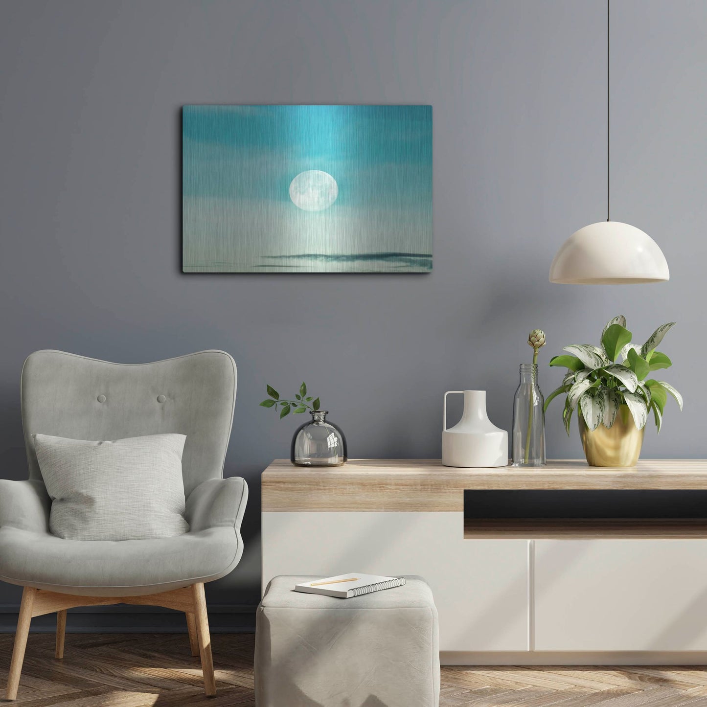 Luxe Metal Art 'Blue Moon' by Mark A Paulda, Metal Wall Art,24x16