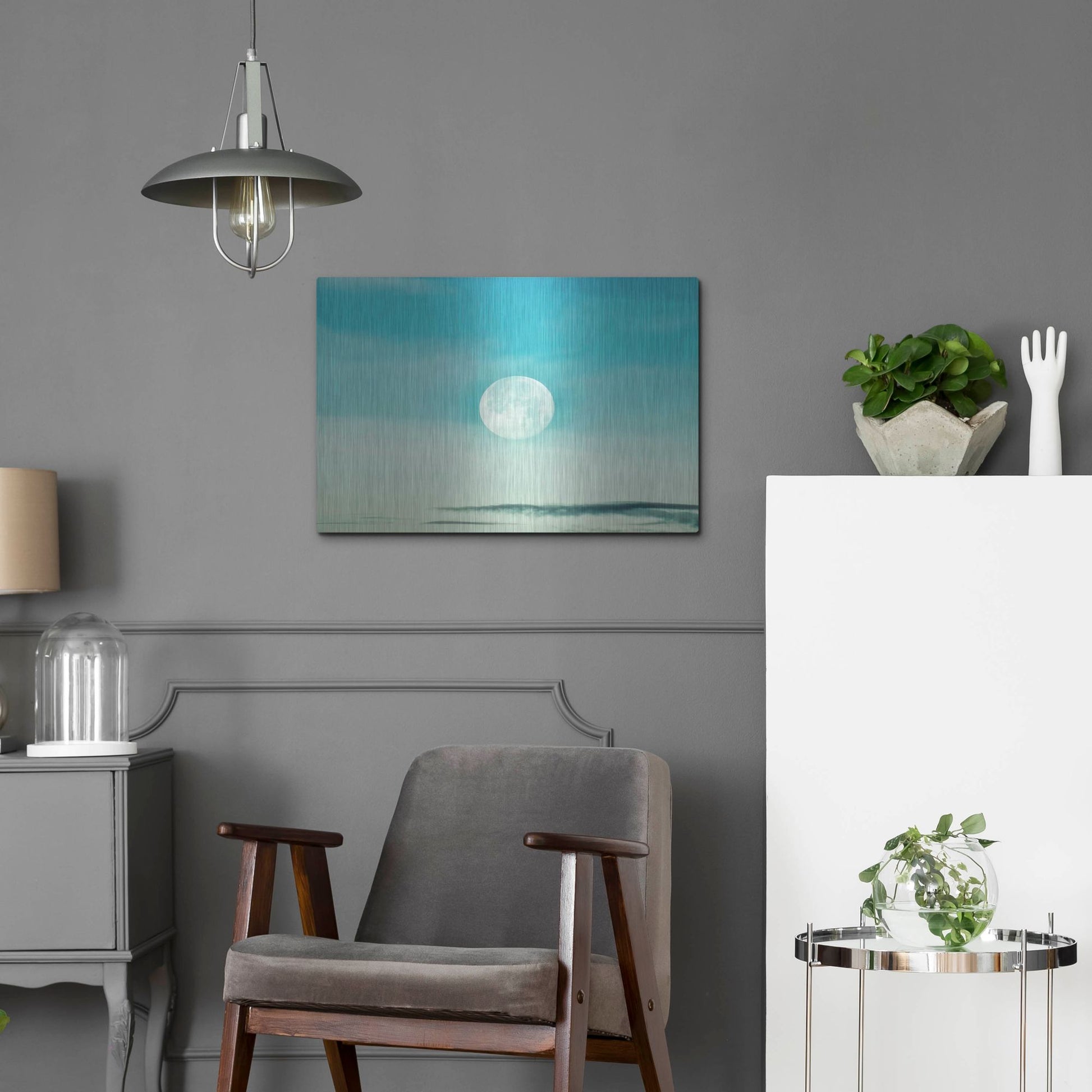 Luxe Metal Art 'Blue Moon' by Mark A Paulda, Metal Wall Art,24x16