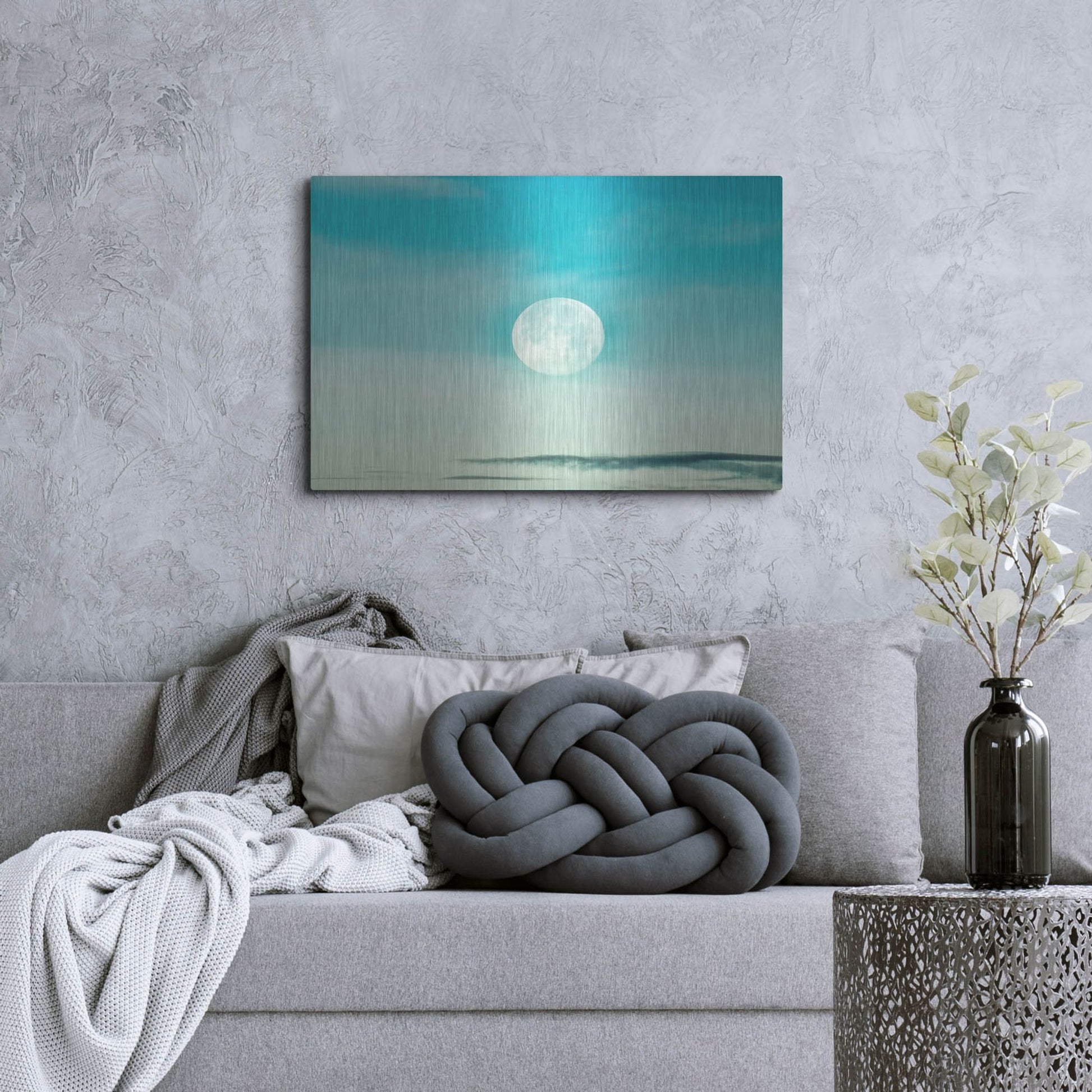 Luxe Metal Art 'Blue Moon' by Mark A Paulda, Metal Wall Art,36x24