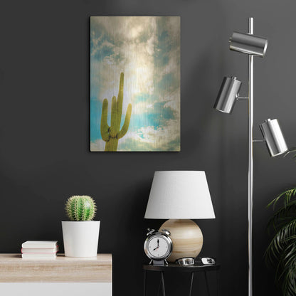 Luxe Metal Art 'Sun Burst Saguaro' by Mark A Paulda, Metal Wall Art,16x24