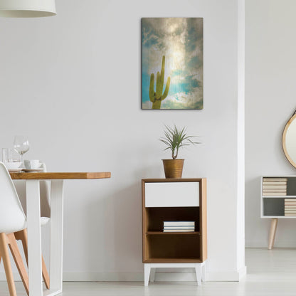 Luxe Metal Art 'Sun Burst Saguaro' by Mark A Paulda, Metal Wall Art,16x24