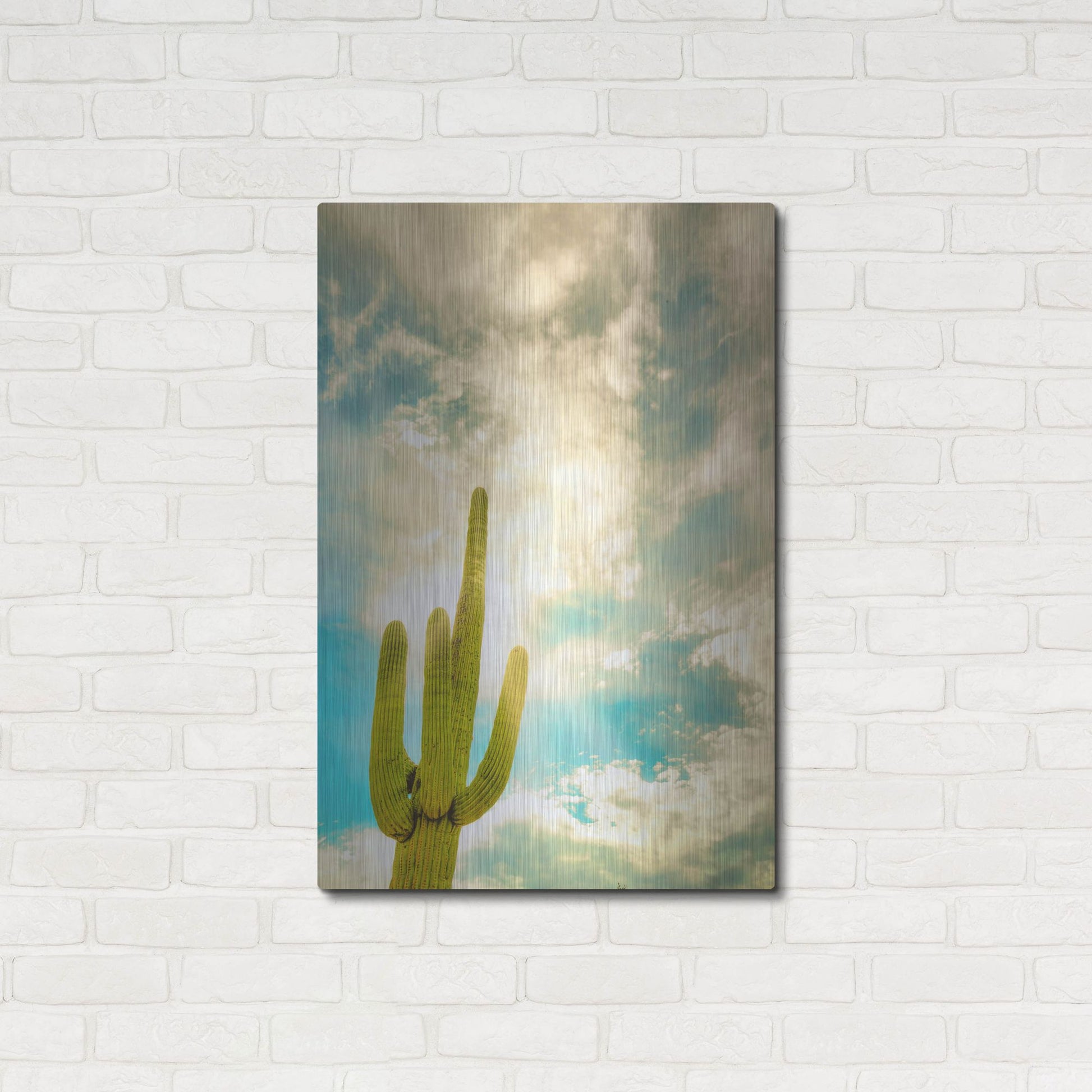 Luxe Metal Art 'Sun Burst Saguaro' by Mark A Paulda, Metal Wall Art,24x36