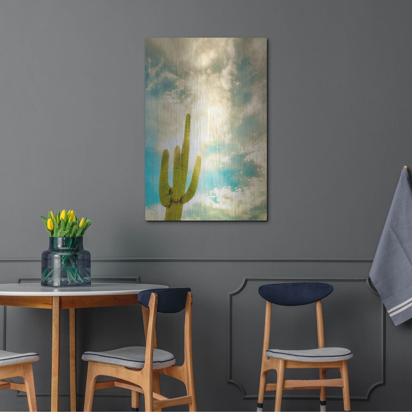 Luxe Metal Art 'Sun Burst Saguaro' by Mark A Paulda, Metal Wall Art,24x36