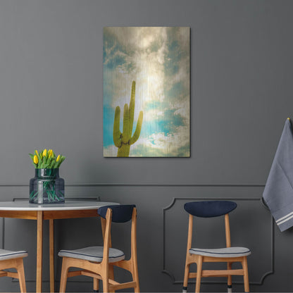 Luxe Metal Art 'Sun Burst Saguaro' by Mark A Paulda, Metal Wall Art,24x36