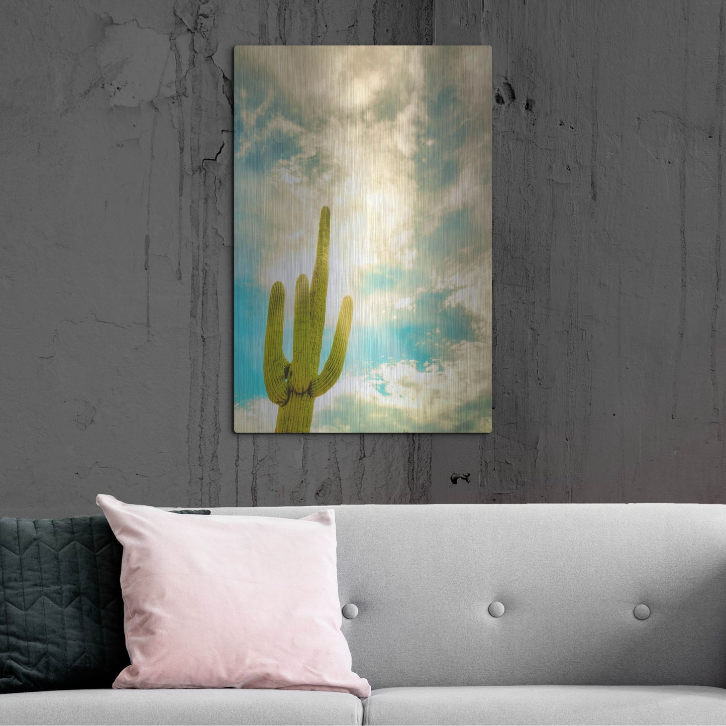 Luxe Metal Art 'Sun Burst Saguaro' by Mark A Paulda, Metal Wall Art,24x36