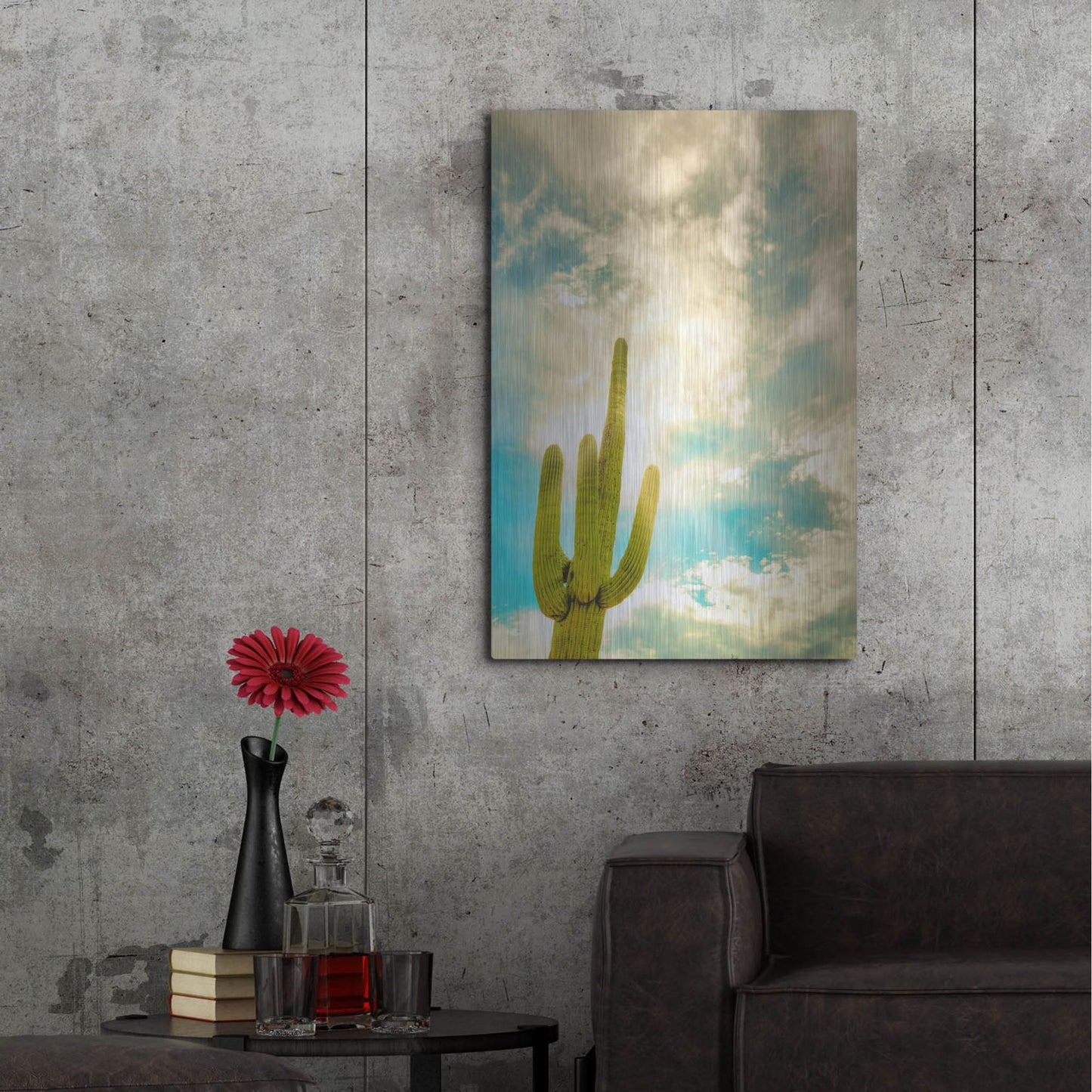 Luxe Metal Art 'Sun Burst Saguaro' by Mark A Paulda, Metal Wall Art,24x36
