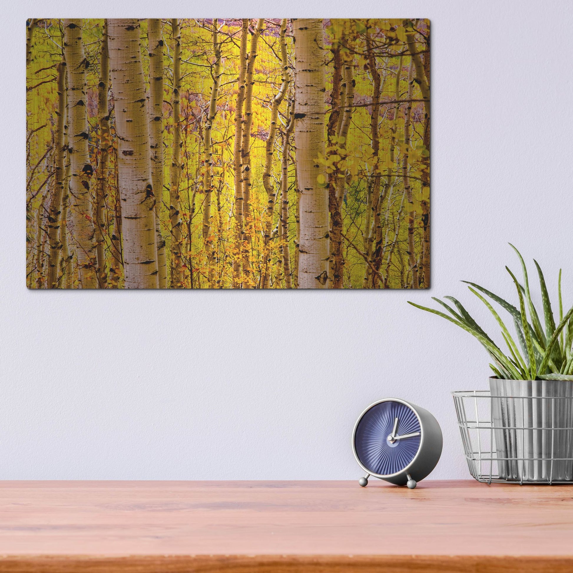 Luxe Metal Art 'Aspen Autumn' by Mark A Paulda, Metal Wall Art,16x12