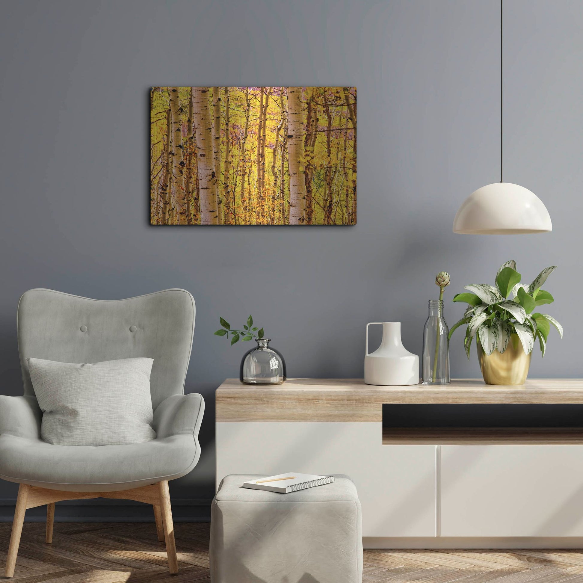 Luxe Metal Art 'Aspen Autumn' by Mark A Paulda, Metal Wall Art,24x16