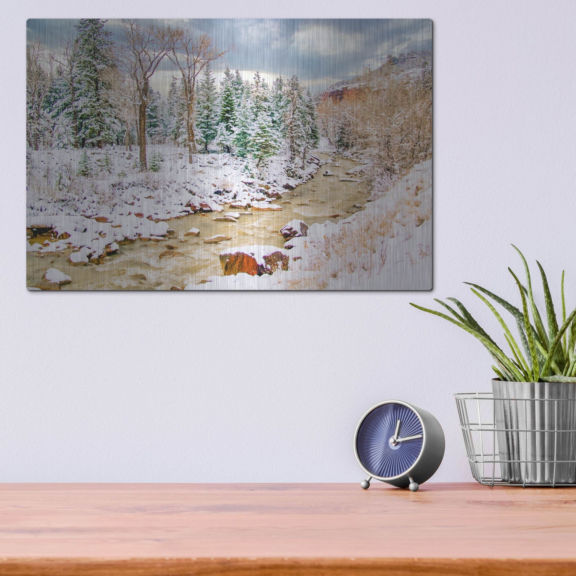 Luxe Metal Art 'Uncompahgre Snow' by Mark A Paulda, Metal Wall Art,16x12