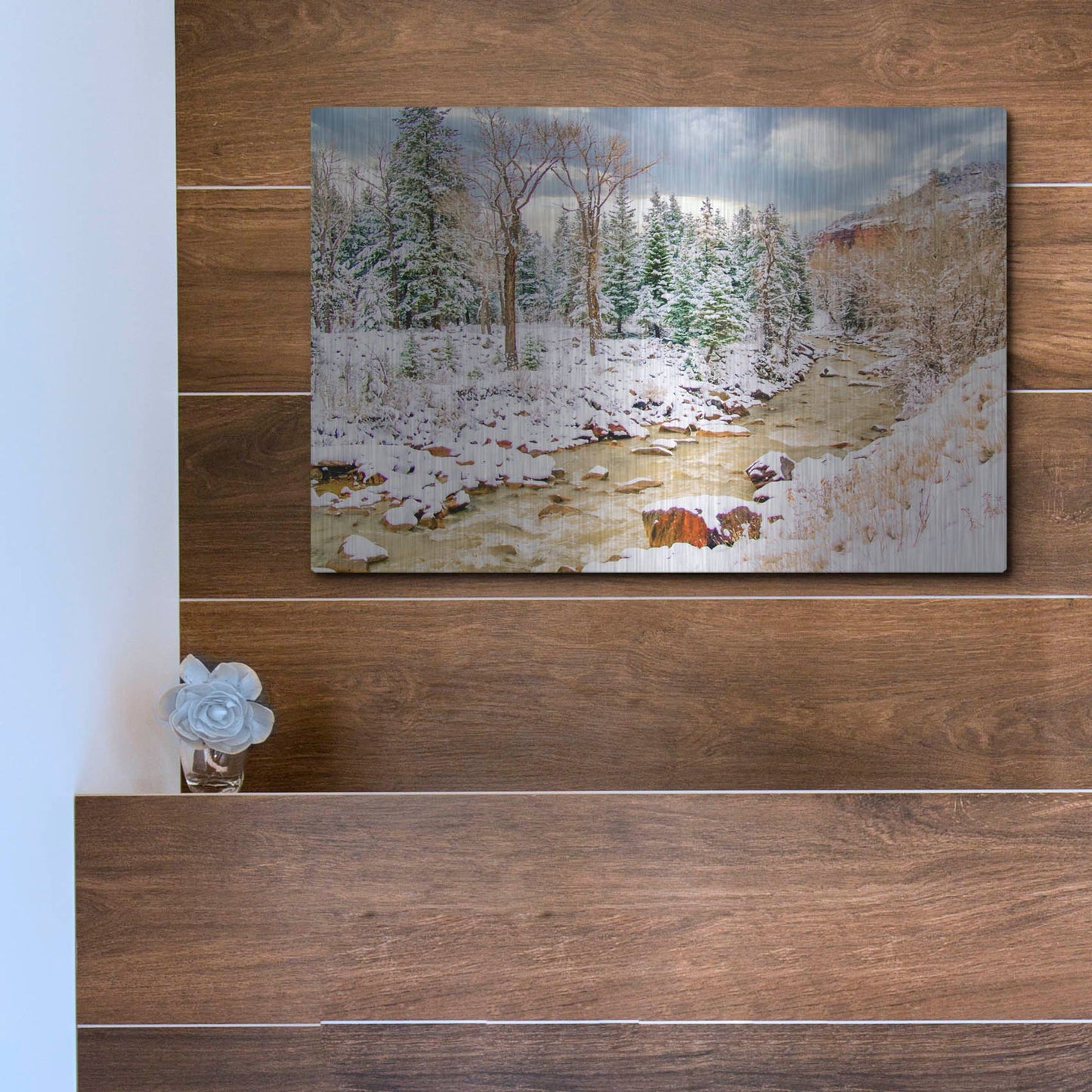 Luxe Metal Art 'Uncompahgre Snow' by Mark A Paulda, Metal Wall Art,16x12