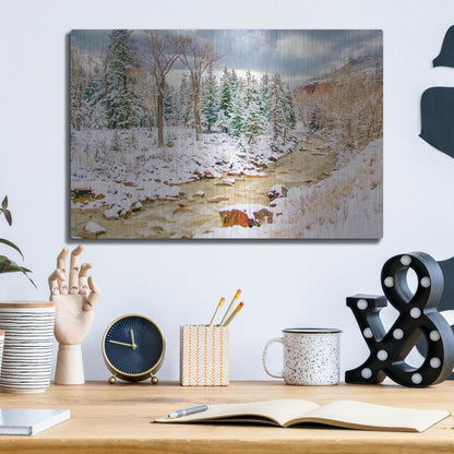 Luxe Metal Art 'Uncompahgre Snow' by Mark A Paulda, Metal Wall Art,16x12