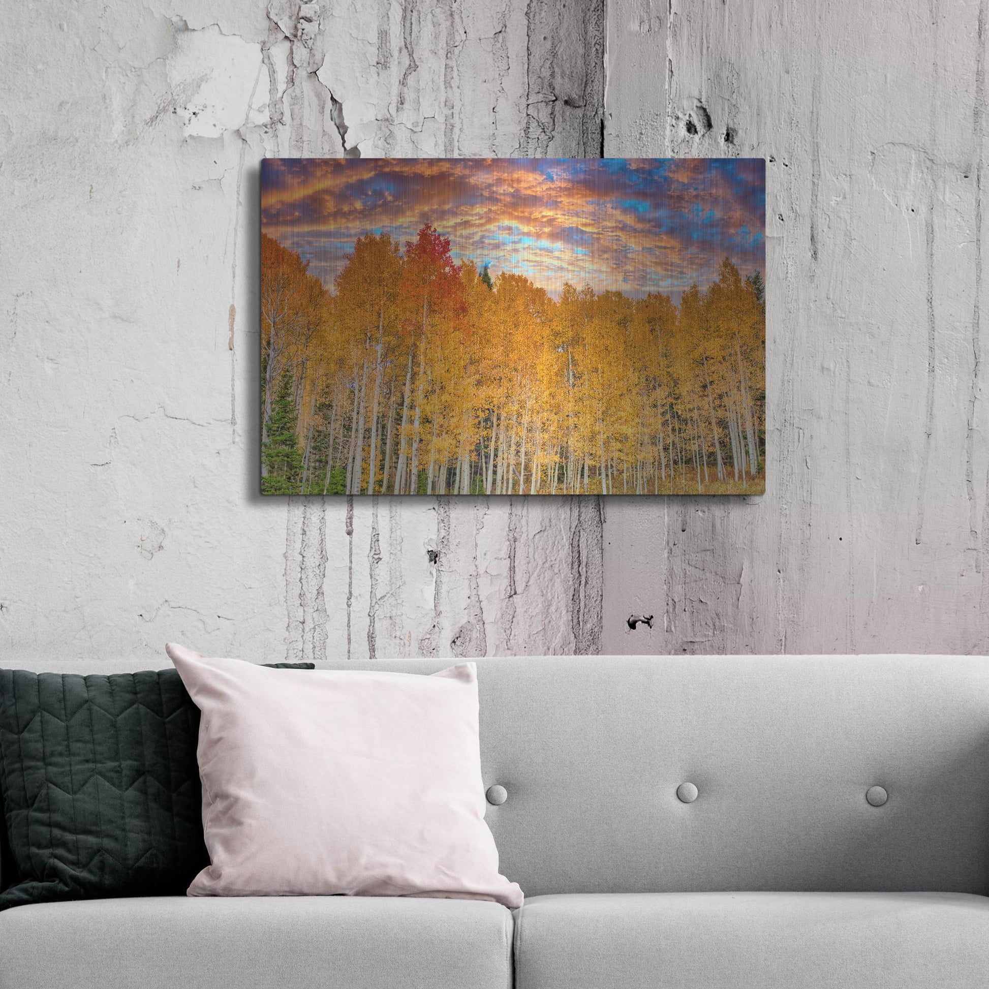 Luxe Metal Art 'Wyoming Autumn Aspens' by Mark A Paulda, Metal Wall Art,36x24