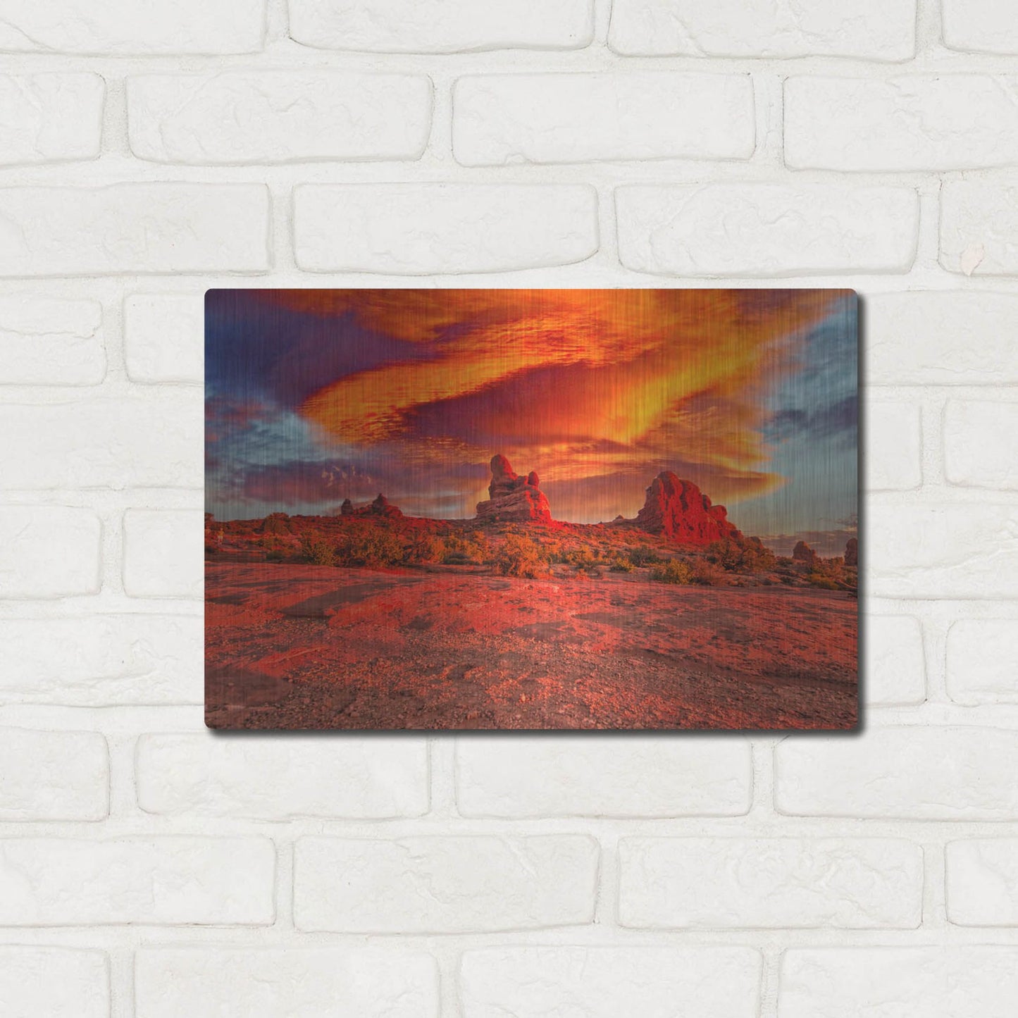 Luxe Metal Art 'Arches National Park Sunset' by Mark A Paulda, Metal Wall Art,16x12