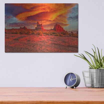 Luxe Metal Art 'Arches National Park Sunset' by Mark A Paulda, Metal Wall Art,16x12