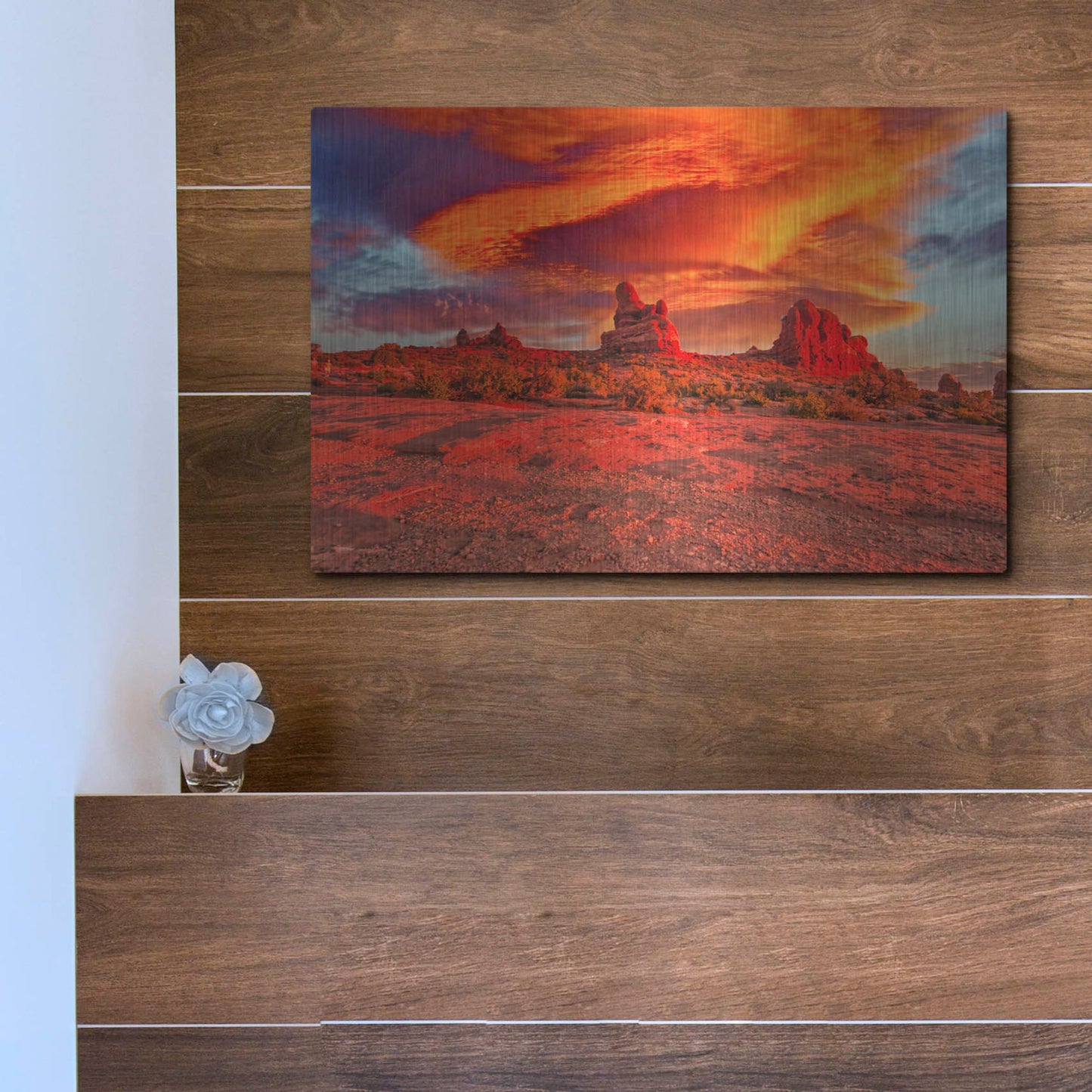 Luxe Metal Art 'Arches National Park Sunset' by Mark A Paulda, Metal Wall Art,16x12