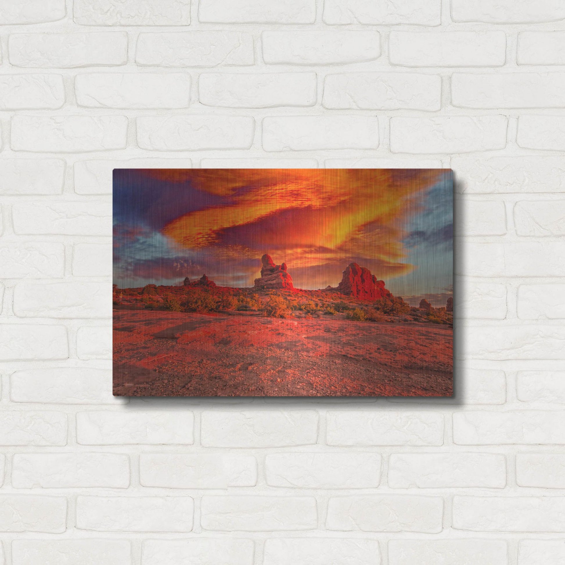 Luxe Metal Art 'Arches National Park Sunset' by Mark A Paulda, Metal Wall Art,24x16