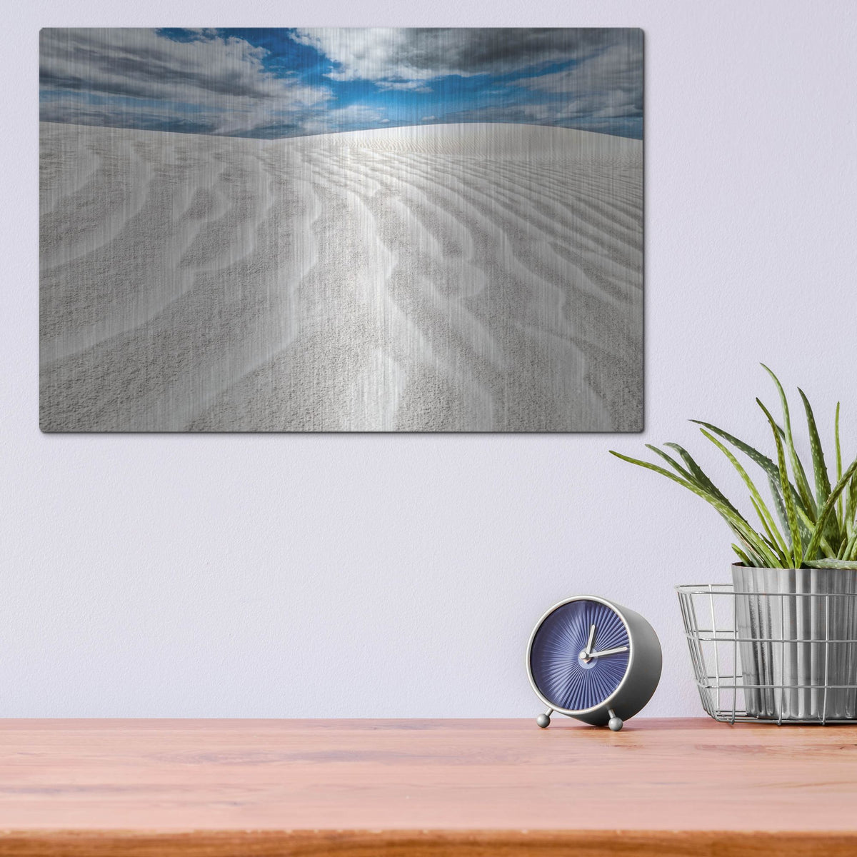 Luxe Metal Art 'Rippled White Dune' by Mark A Paulda, Metal Wall Art,16x12