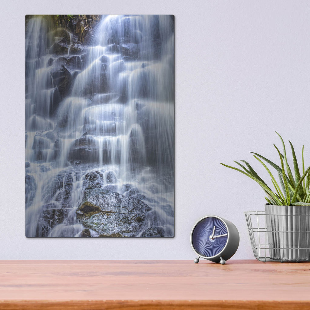 Luxe Metal Art 'Kanto Lampo Waterfall' by Mark A Paulda, Metal Wall Art,12x16