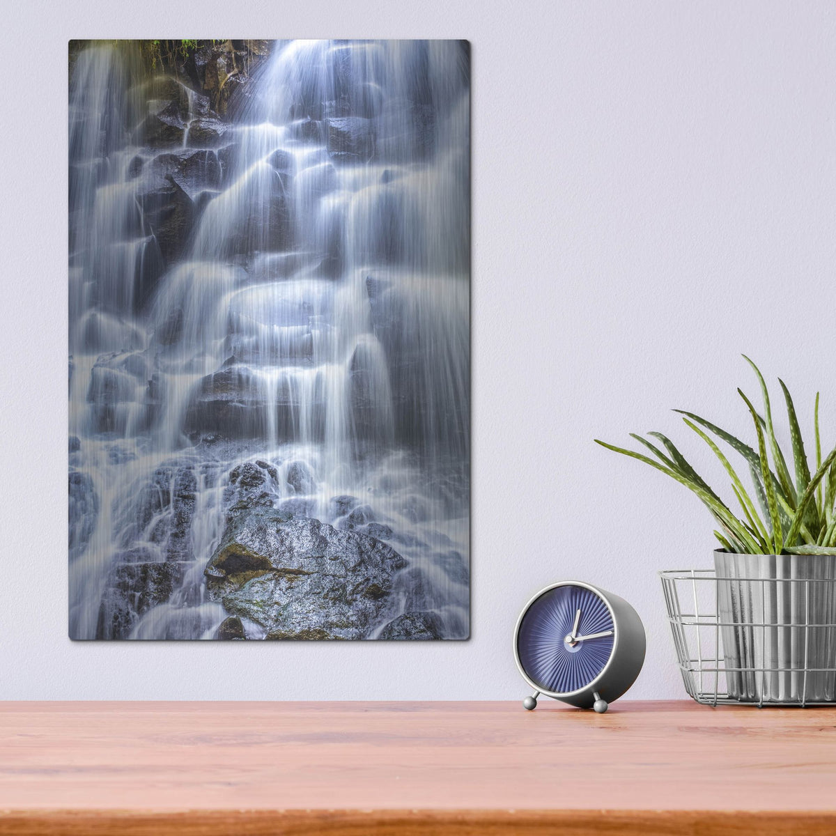 Luxe Metal Art 'Kanto Lampo Waterfall' by Mark A Paulda, Metal Wall Art,12x16