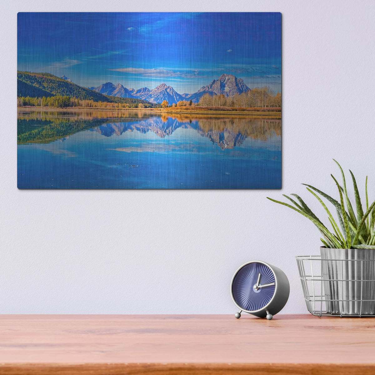 Luxe Metal Art 'Blue Reflections' by Mark A Paulda, Metal Wall Art,16x12