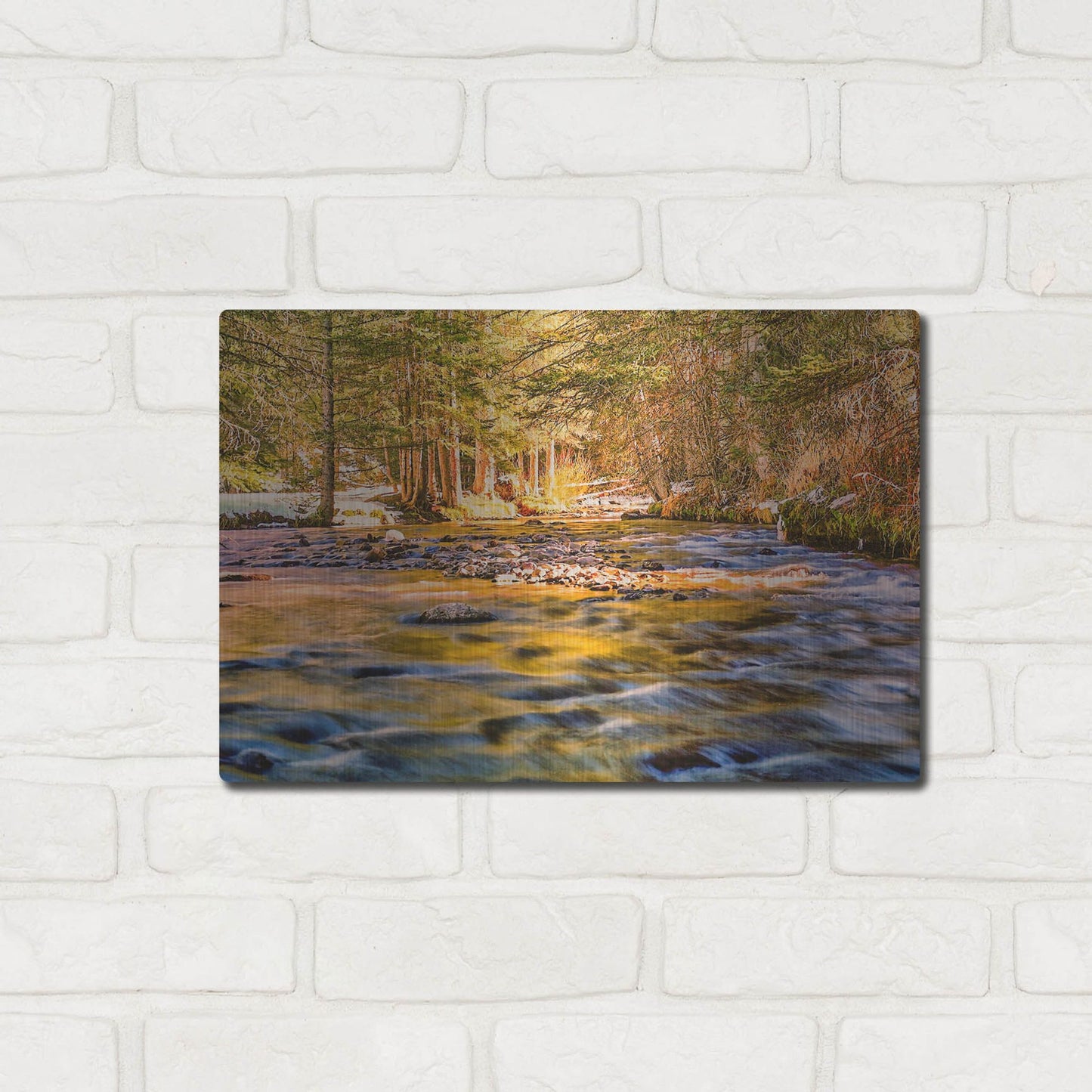Luxe Metal Art 'Golden Hour River Reflection' by Mark A Paulda, Metal Wall Art,16x12