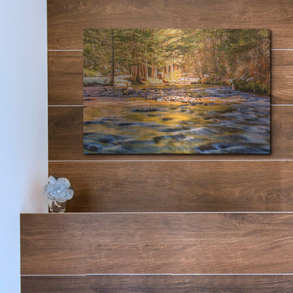 Luxe Metal Art 'Golden Hour River Reflection' by Mark A Paulda, Metal Wall Art,16x12