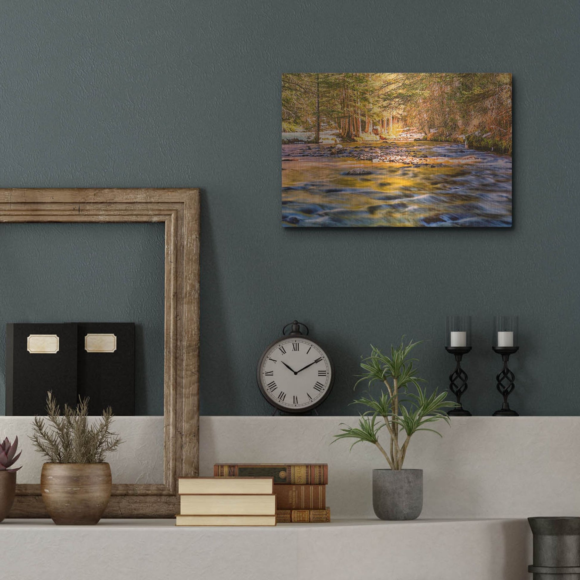 Luxe Metal Art 'Golden Hour River Reflection' by Mark A Paulda, Metal Wall Art,16x12