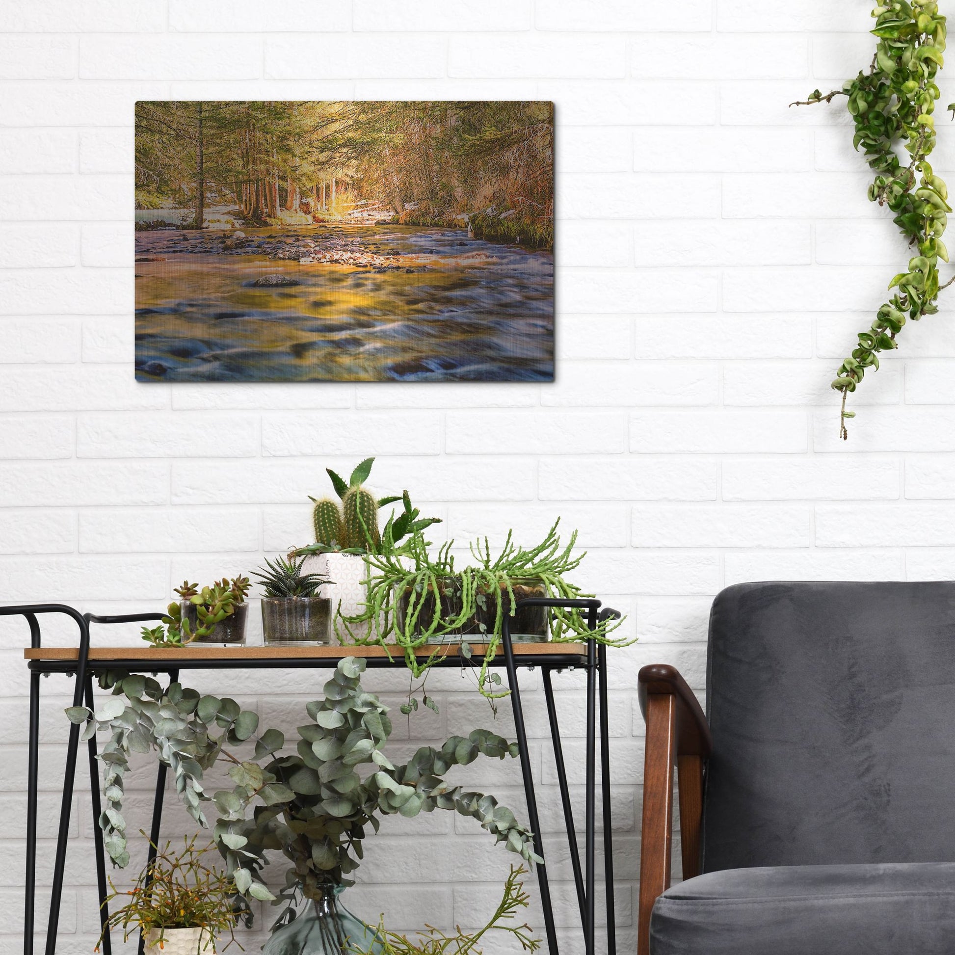 Luxe Metal Art 'Golden Hour River Reflection' by Mark A Paulda, Metal Wall Art,16x12