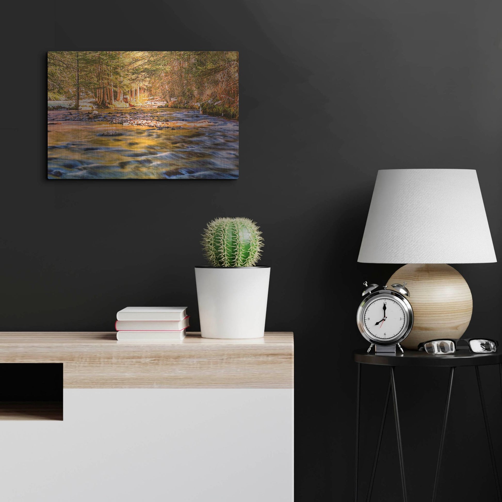 Luxe Metal Art 'Golden Hour River Reflection' by Mark A Paulda, Metal Wall Art,24x16