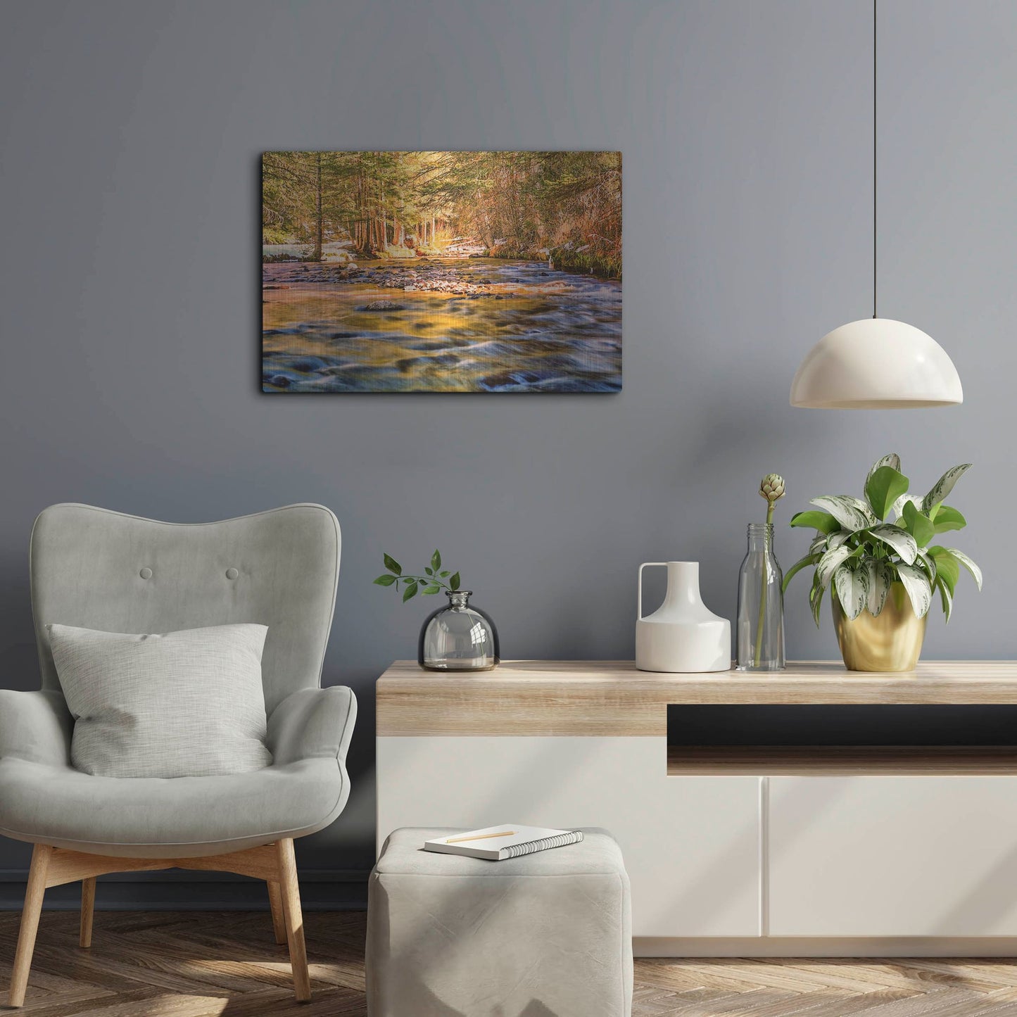 Luxe Metal Art 'Golden Hour River Reflection' by Mark A Paulda, Metal Wall Art,24x16