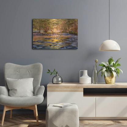 Luxe Metal Art 'Golden Hour River Reflection' by Mark A Paulda, Metal Wall Art,24x16