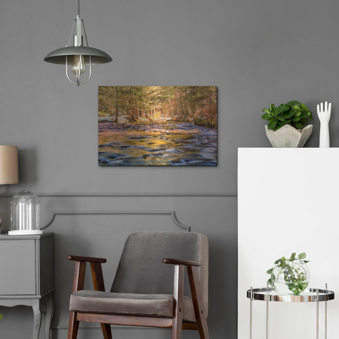 Luxe Metal Art 'Golden Hour River Reflection' by Mark A Paulda, Metal Wall Art,24x16