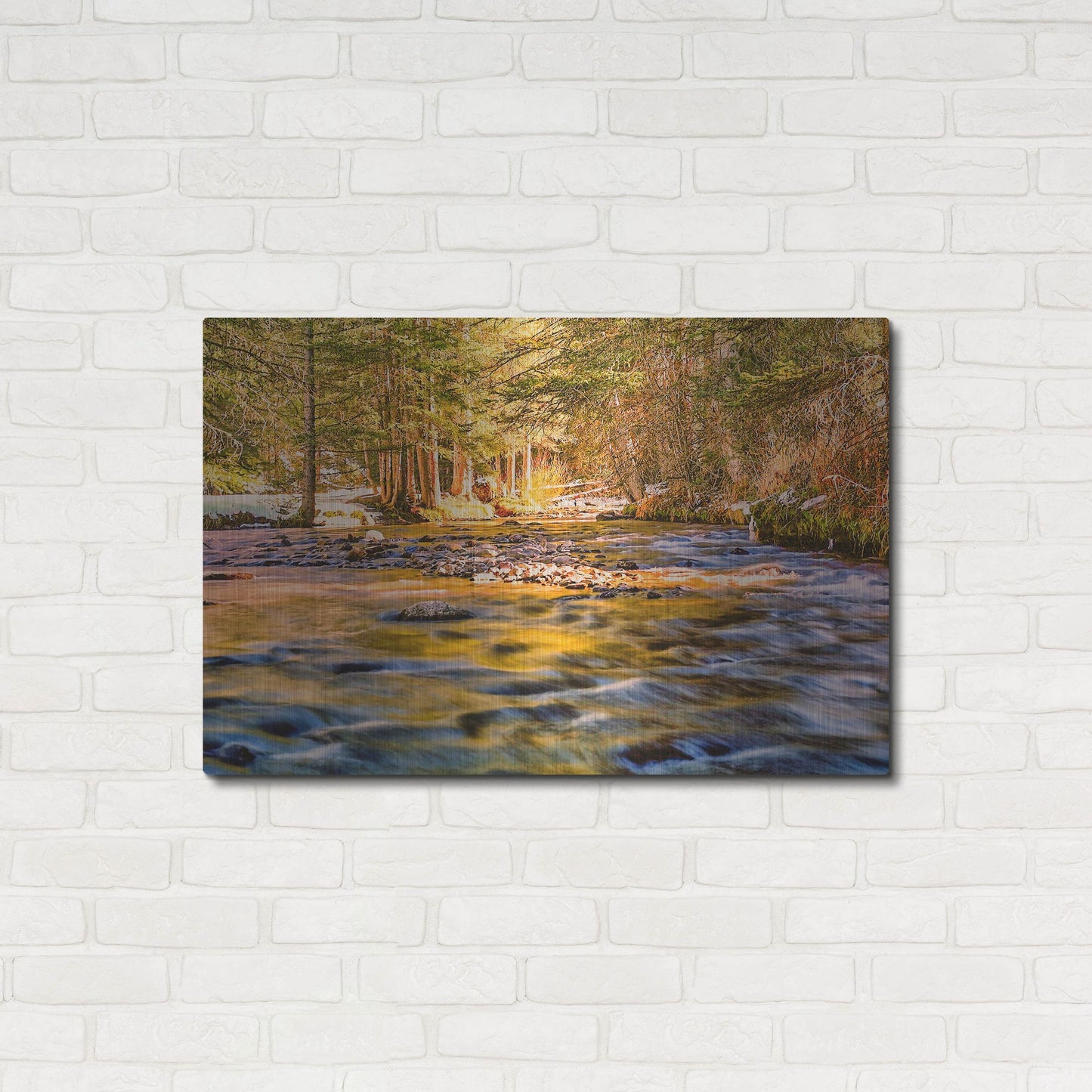 Luxe Metal Art 'Golden Hour River Reflection' by Mark A Paulda, Metal Wall Art,36x24