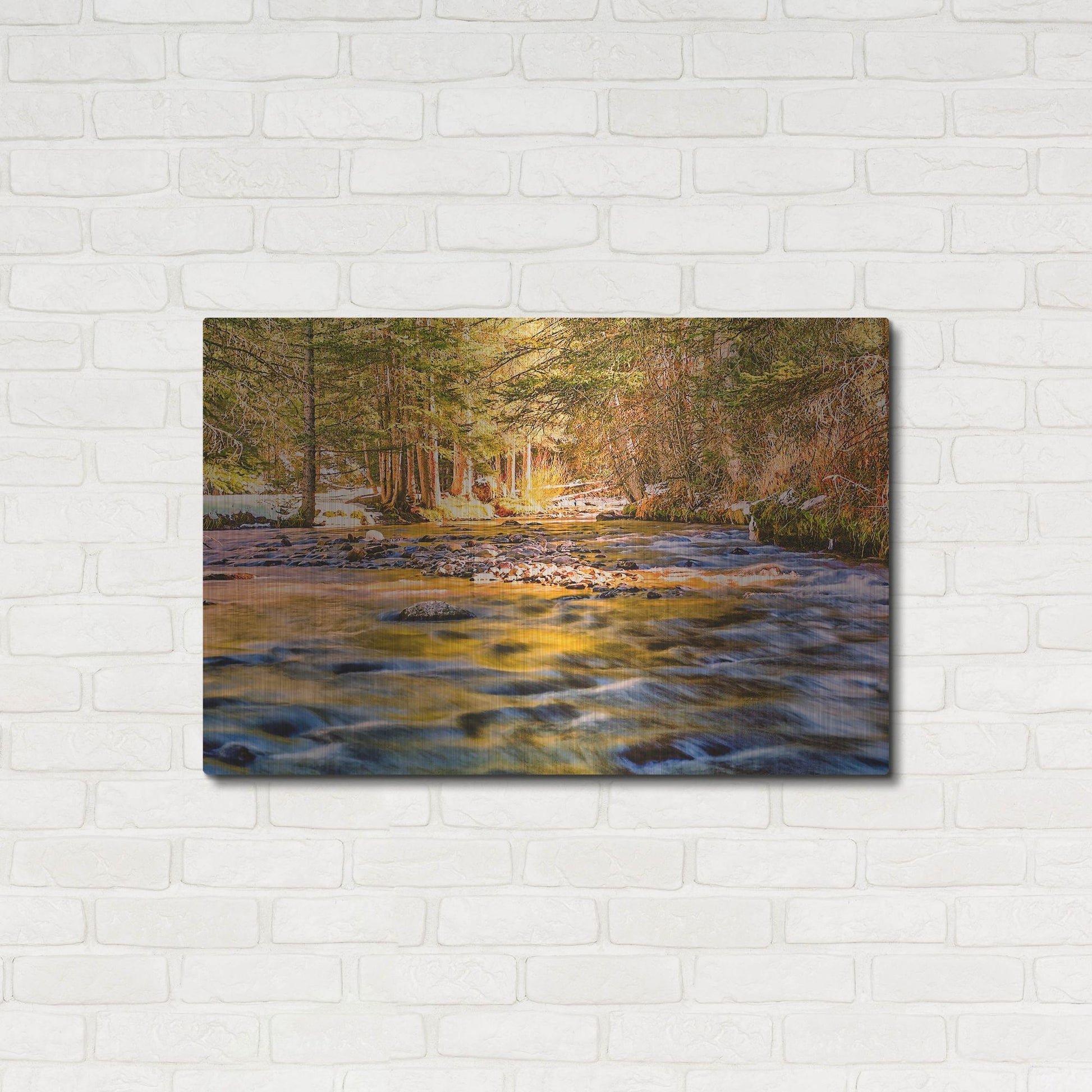 Luxe Metal Art 'Golden Hour River Reflection' by Mark A Paulda, Metal Wall Art,36x24
