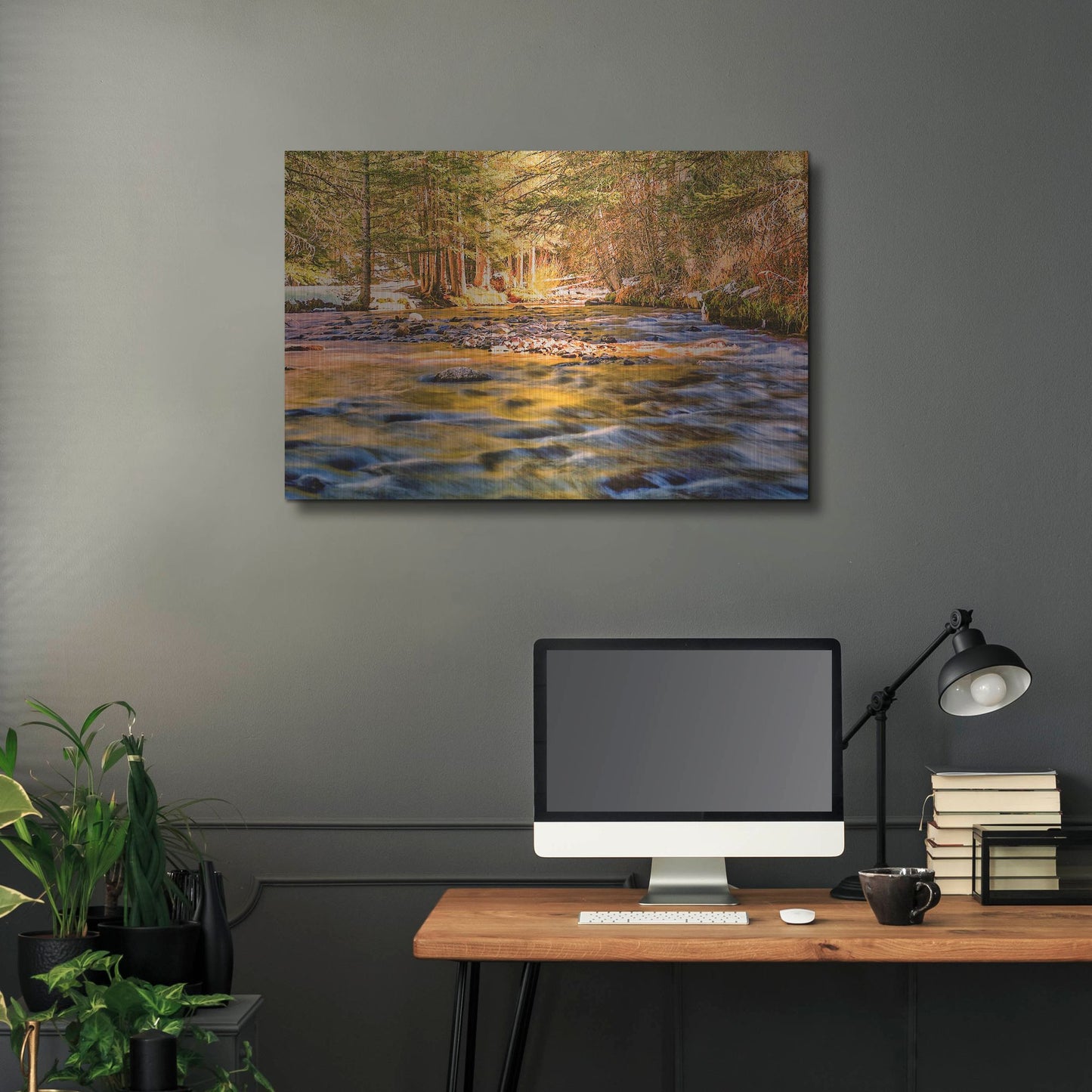 Luxe Metal Art 'Golden Hour River Reflection' by Mark A Paulda, Metal Wall Art,36x24