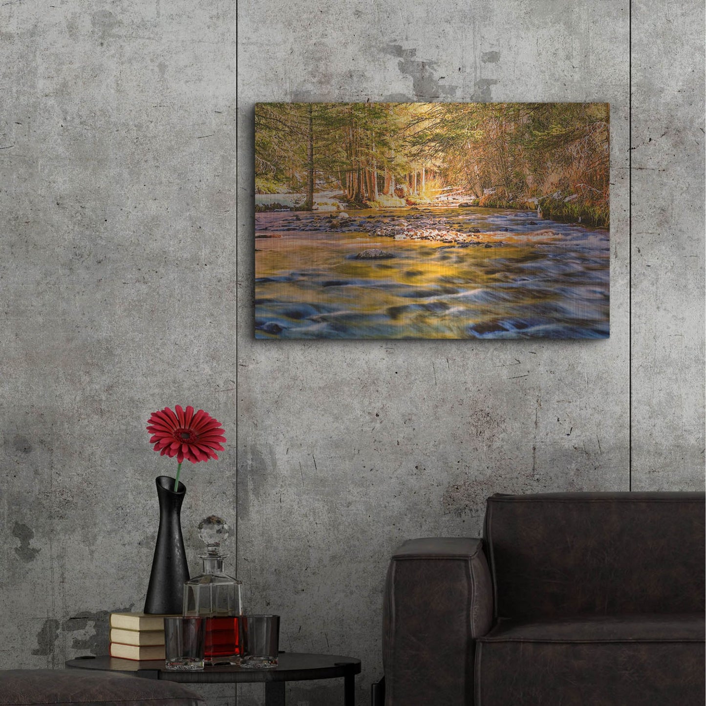 Luxe Metal Art 'Golden Hour River Reflection' by Mark A Paulda, Metal Wall Art,36x24