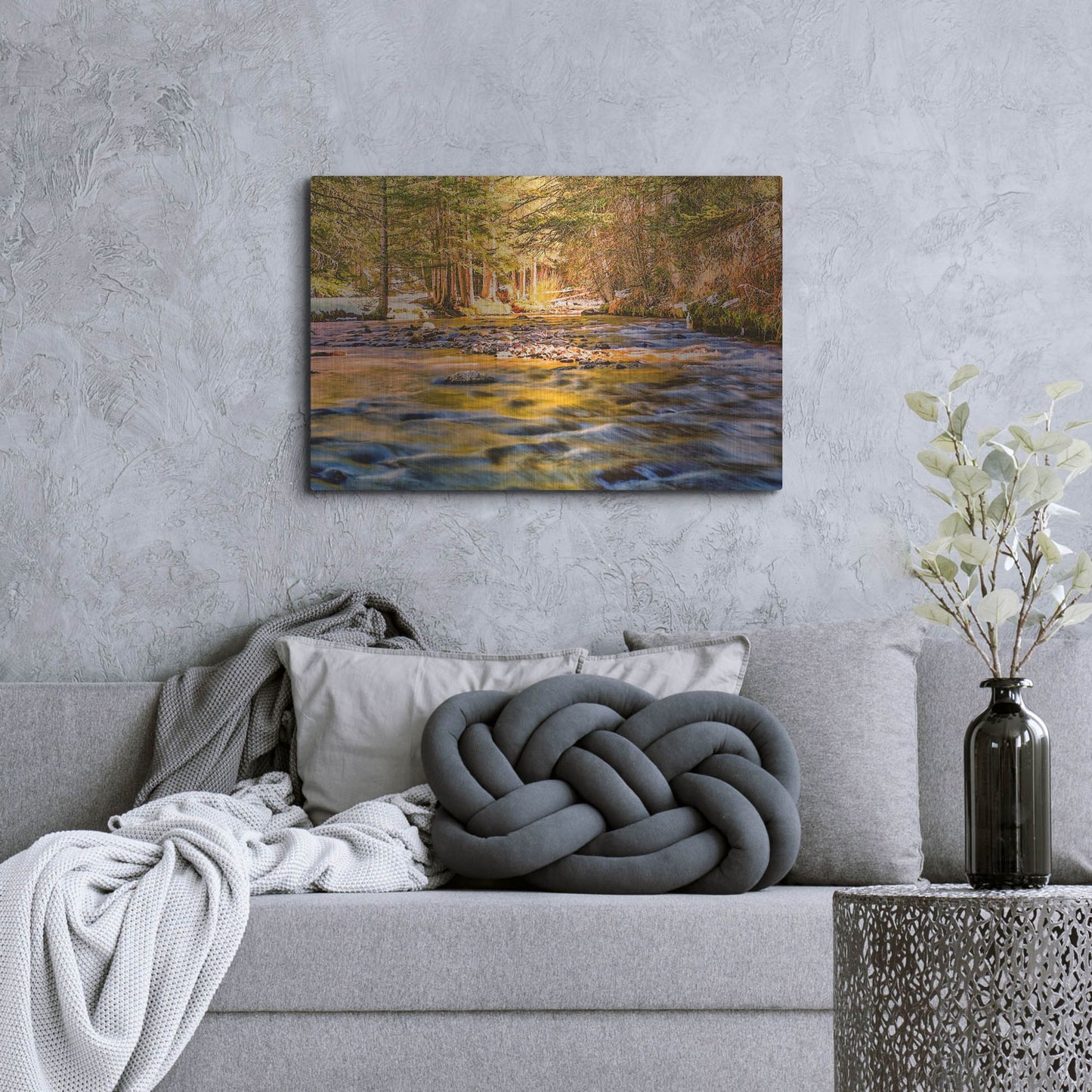 Luxe Metal Art 'Golden Hour River Reflection' by Mark A Paulda, Metal Wall Art,36x24