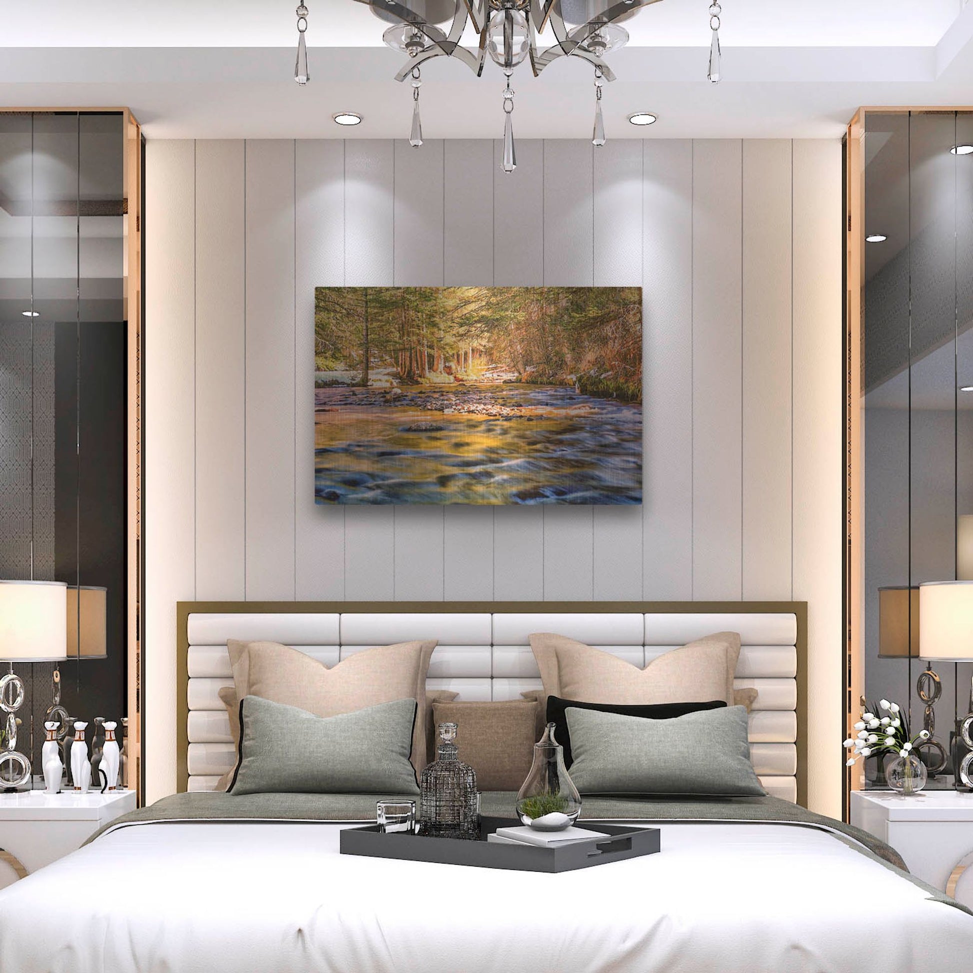 Luxe Metal Art 'Golden Hour River Reflection' by Mark A Paulda, Metal Wall Art,36x24