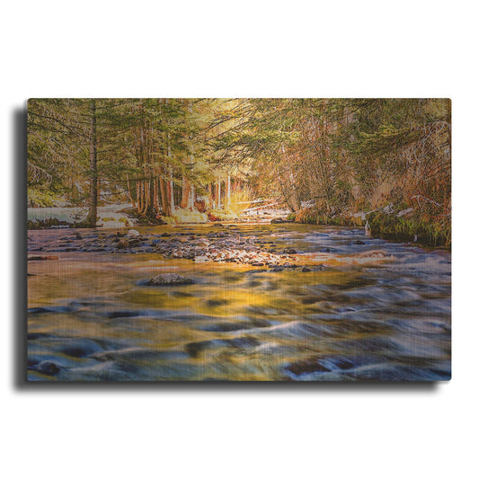 Luxe Metal Art 'Golden Hour River Reflection' by Mark A Paulda, Metal Wall Art