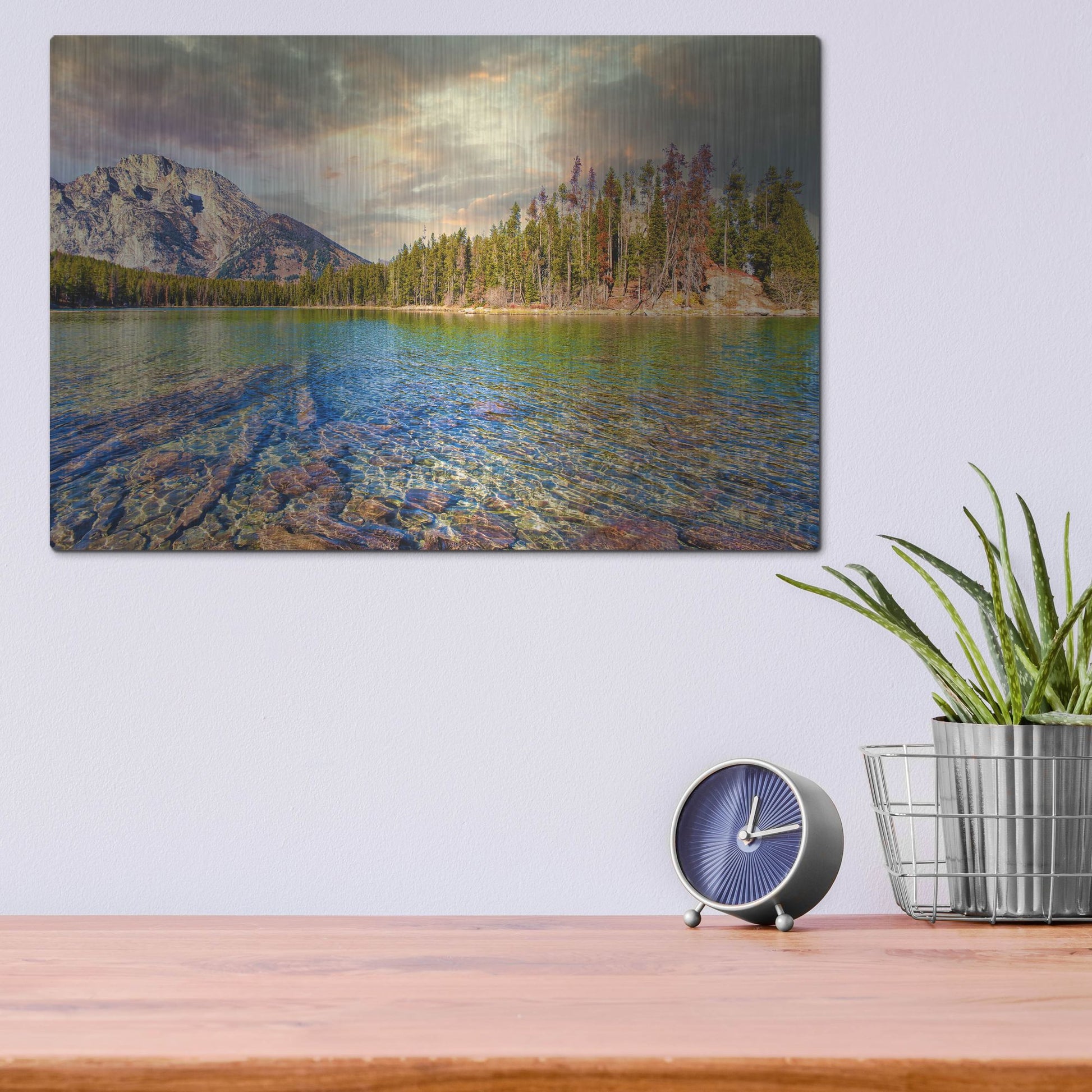 Luxe Metal Art 'Grand Tetons Afternoon' by Mark A Paulda, Metal Wall Art,16x12