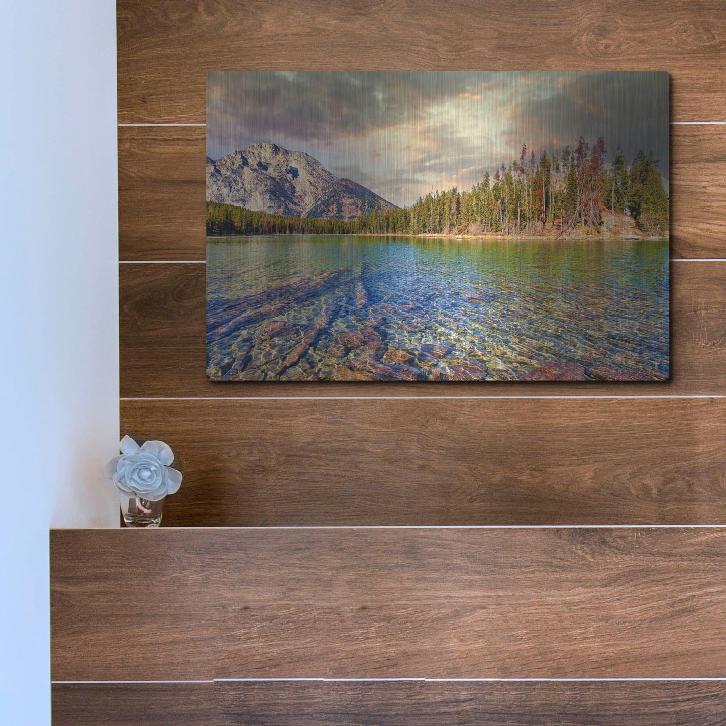 Luxe Metal Art 'Grand Tetons Afternoon' by Mark A Paulda, Metal Wall Art,16x12