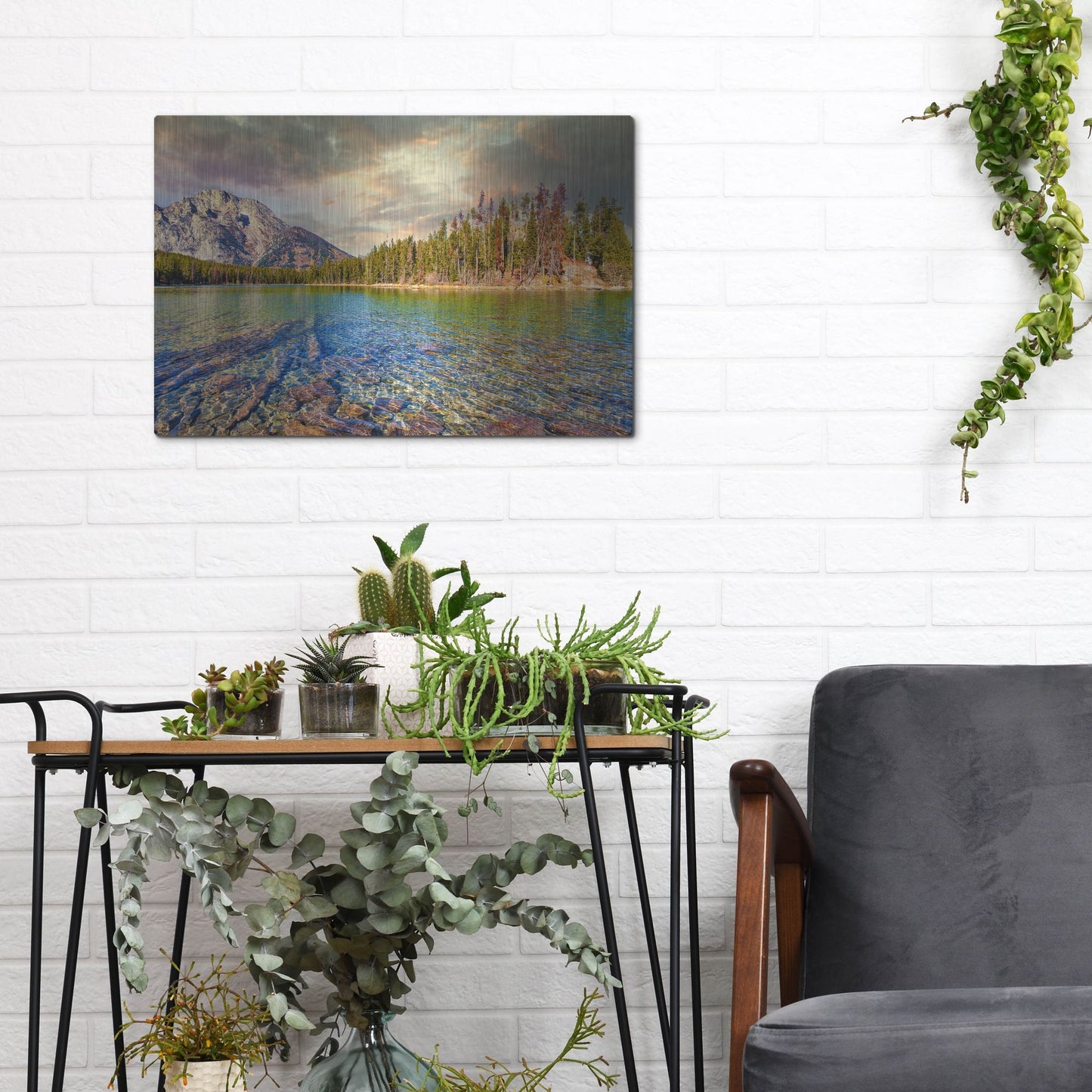 Luxe Metal Art 'Grand Tetons Afternoon' by Mark A Paulda, Metal Wall Art,16x12