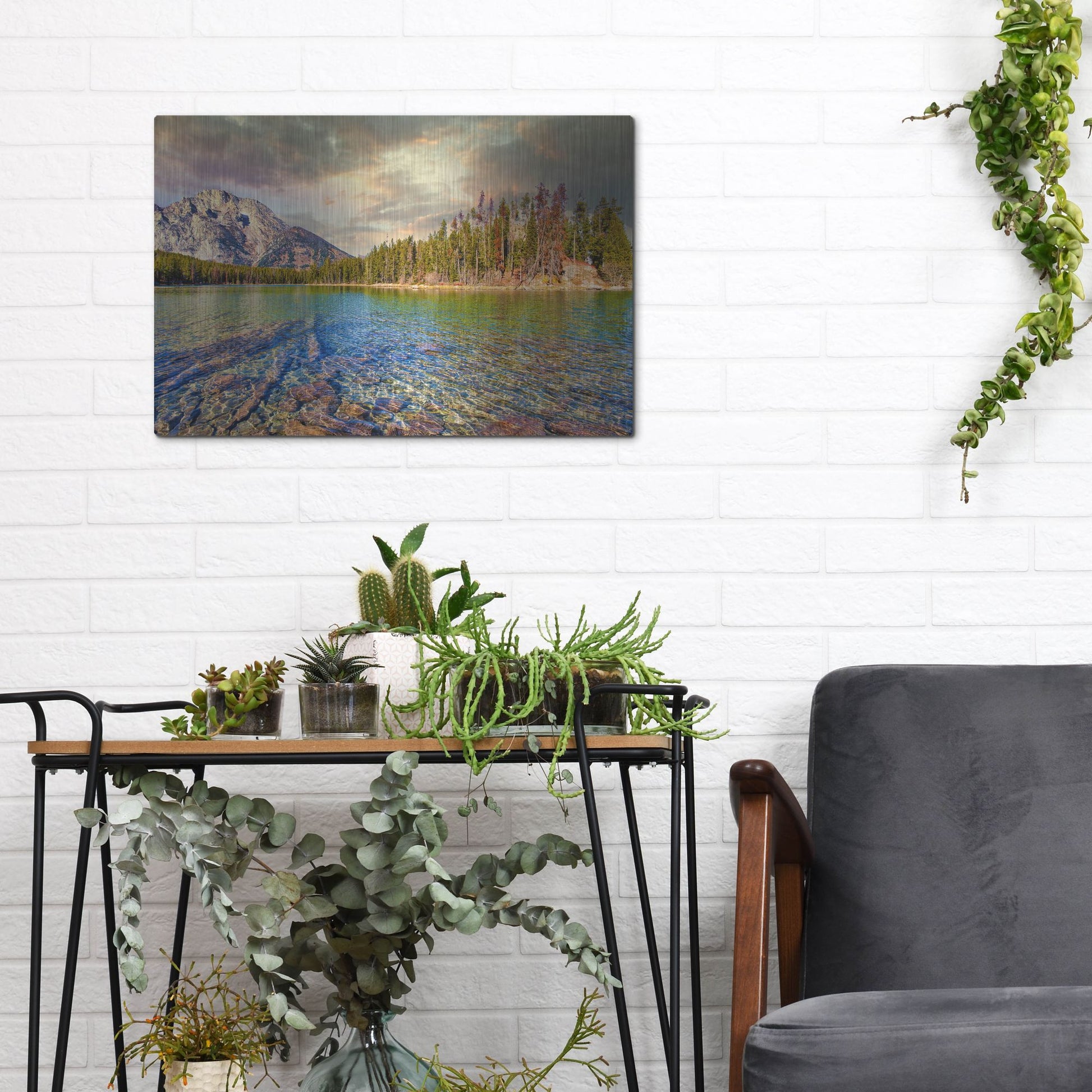 Luxe Metal Art 'Grand Tetons Afternoon' by Mark A Paulda, Metal Wall Art,16x12