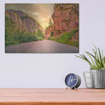 Luxe Metal Art 'San Juan Mountain Road' by Mark A Paulda, Metal Wall Art,16x12