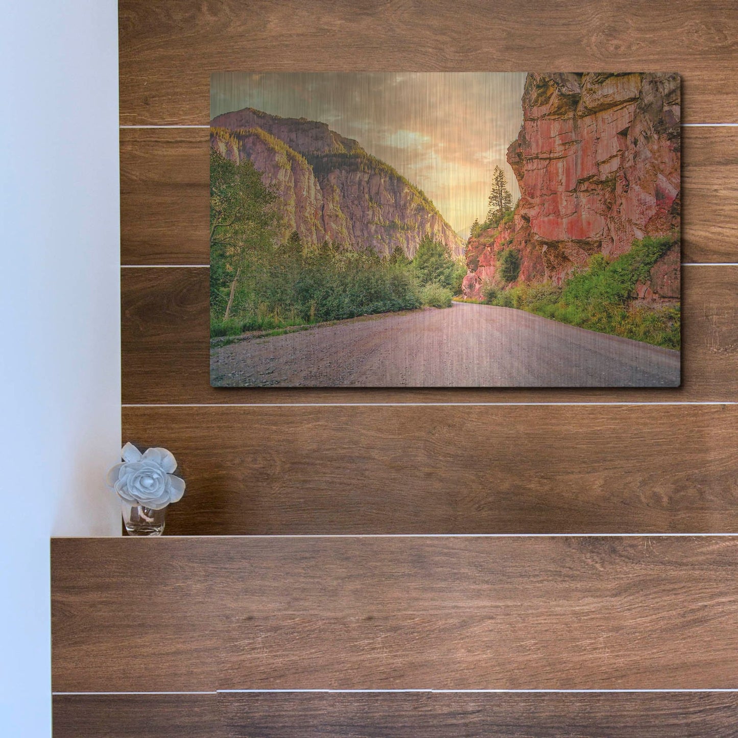 Luxe Metal Art 'San Juan Mountain Road' by Mark A Paulda, Metal Wall Art,16x12