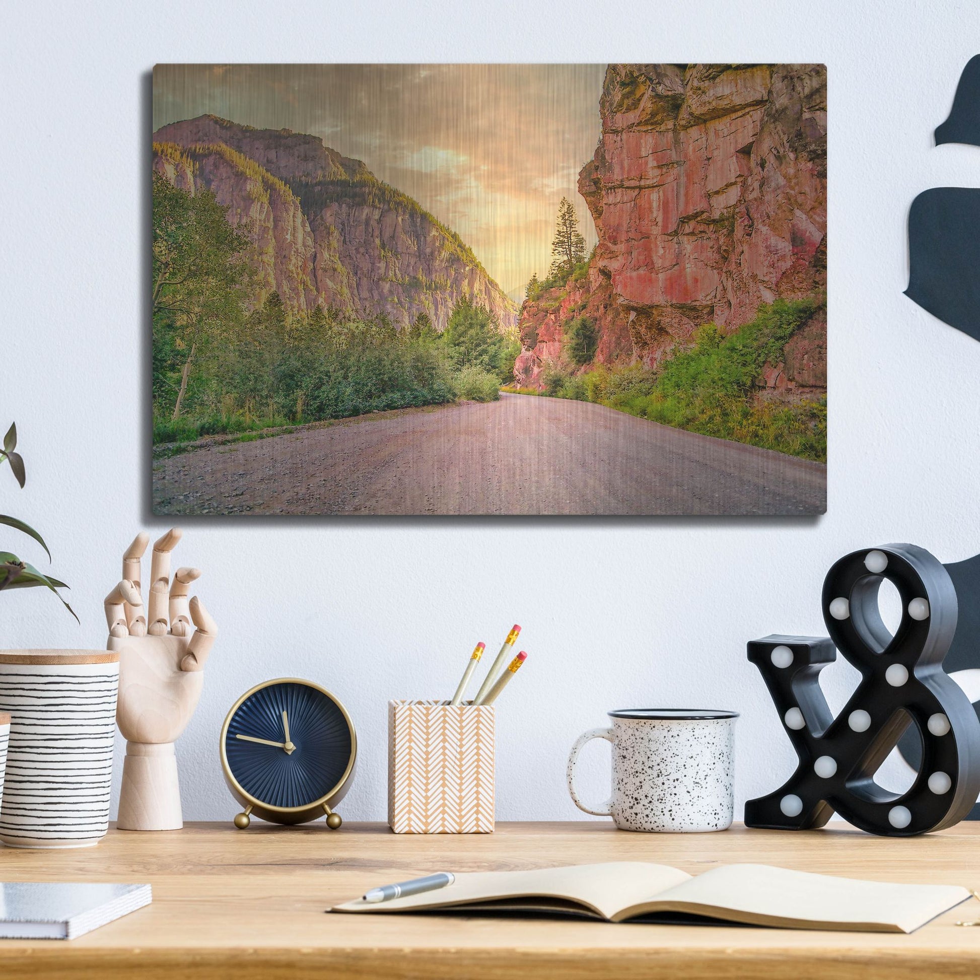Luxe Metal Art 'San Juan Mountain Road' by Mark A Paulda, Metal Wall Art,16x12