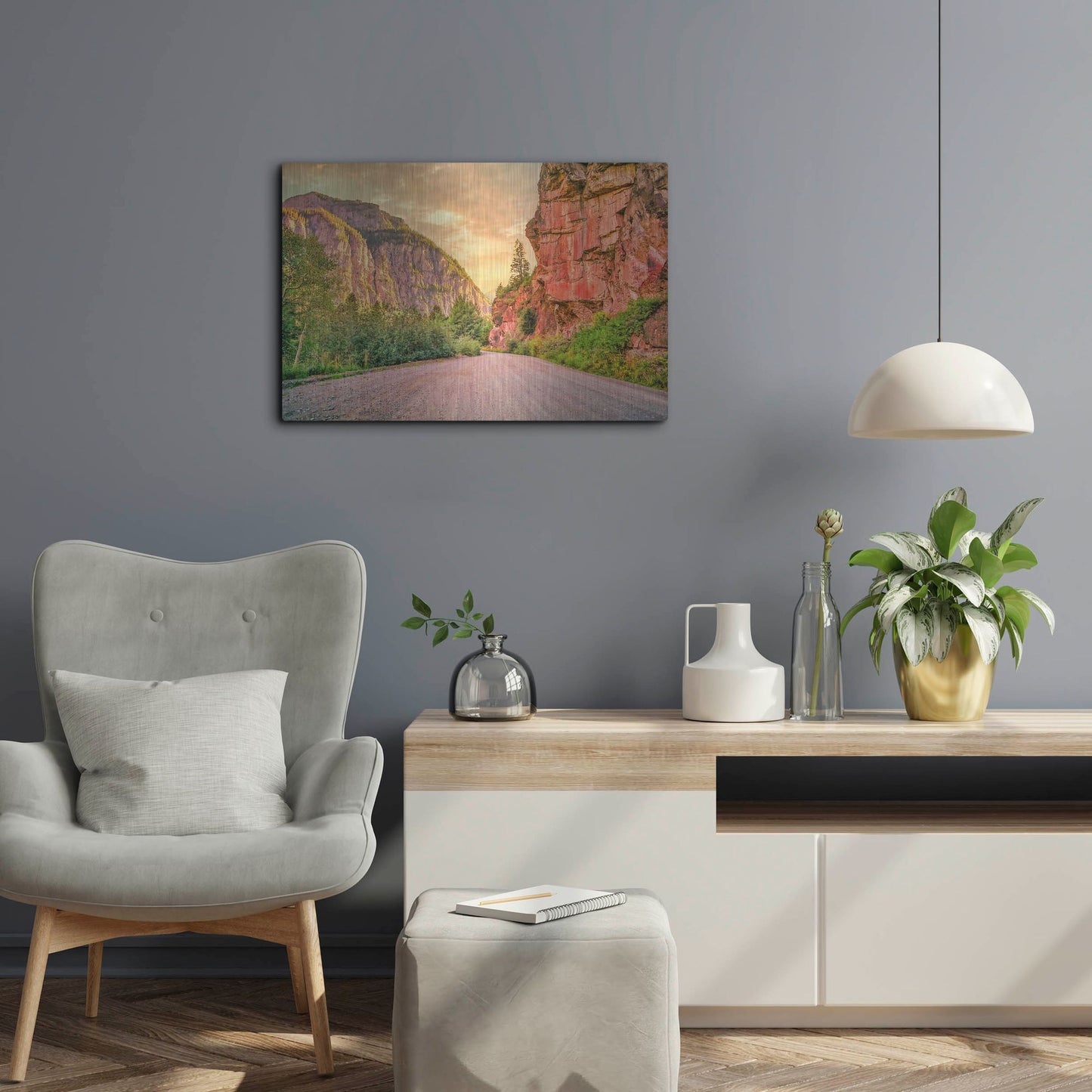 Luxe Metal Art 'San Juan Mountain Road' by Mark A Paulda, Metal Wall Art,24x16