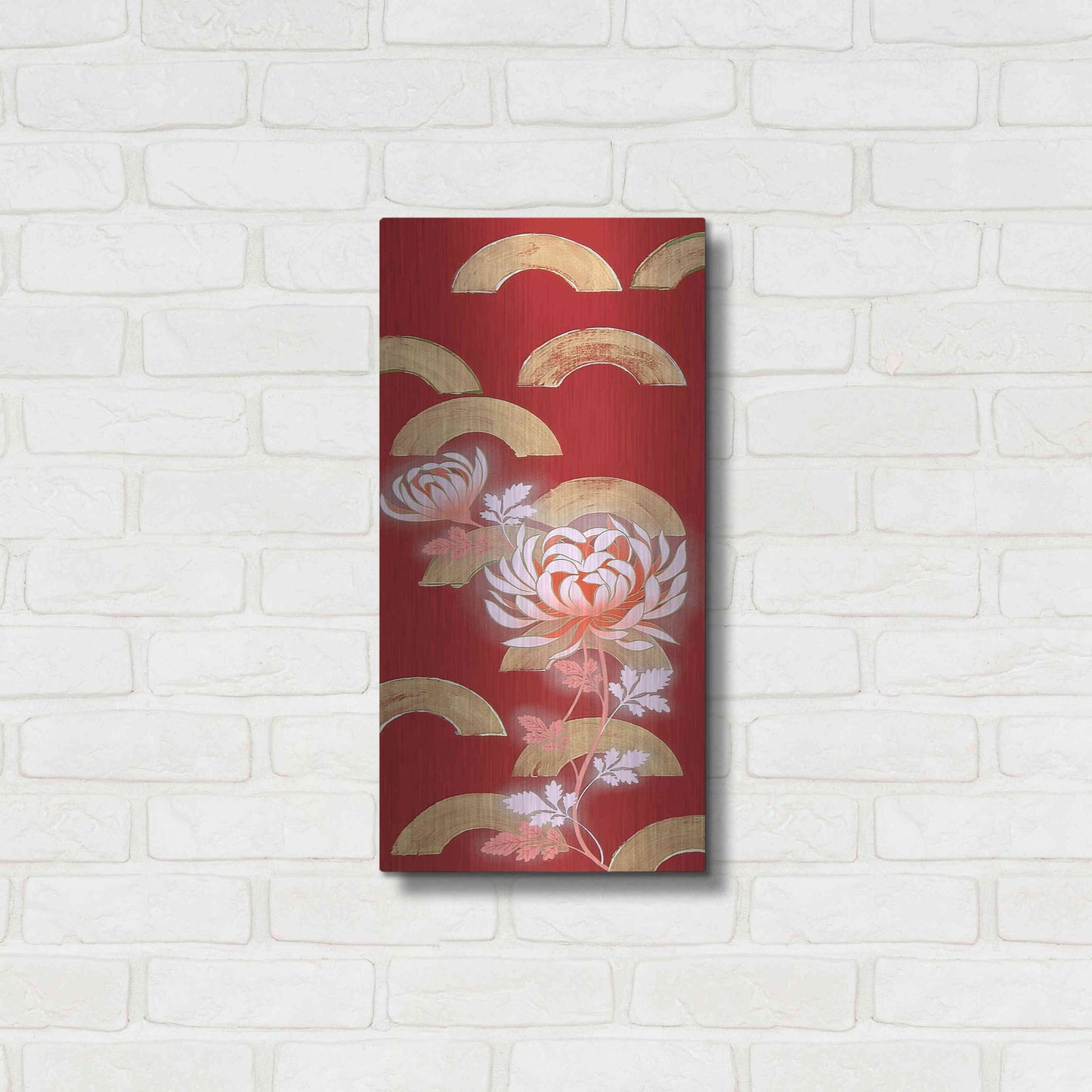 Luxe Metal Art 'Chrysanthemum II' by Zigen Tanabe, Metal Wall Art,12x24