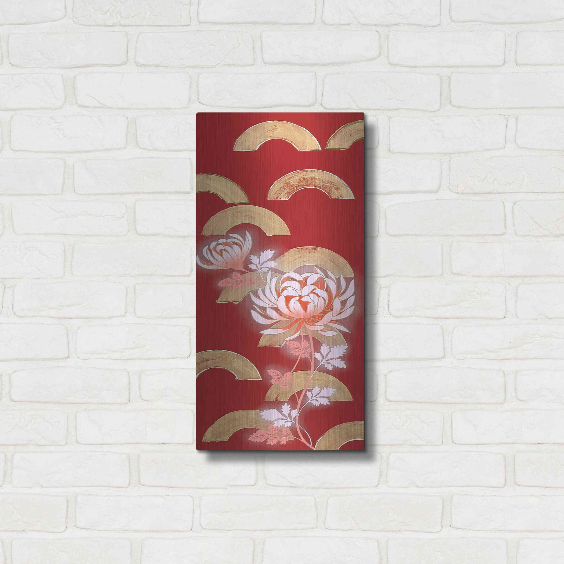 Luxe Metal Art 'Chrysanthemum II' by Zigen Tanabe, Metal Wall Art,12x24